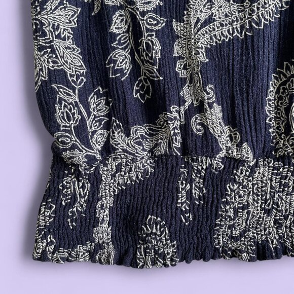 Paper Crane Navy & White Paisley Tie-Back Top – Size Medium - Picture 4 of 8